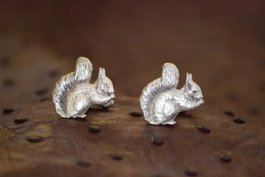 Red Squirrel and Pine Cone Cufflinks