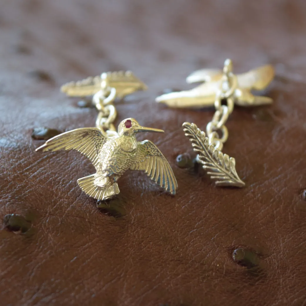 Flushed Woodcock and Bracken Cufflinks