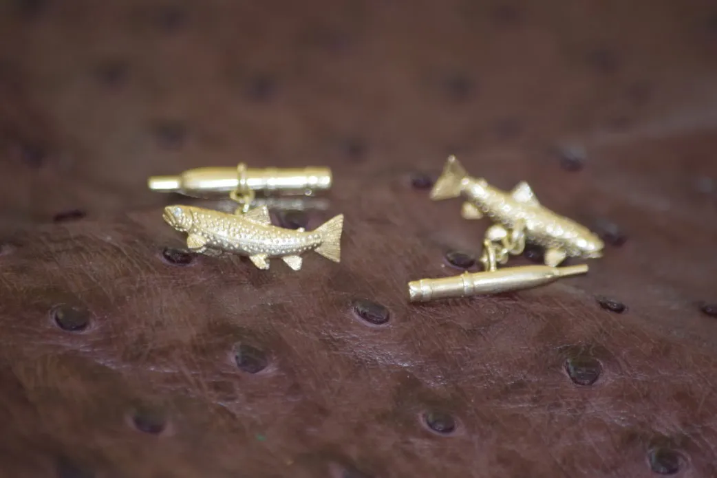 Wild Brown Trout and Rod Handle Cufflinks