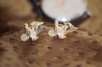 Flaring Grey Partridge and Flag Cufflinks
