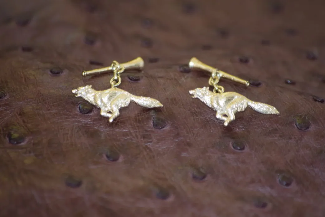 Hunted Fox and Horn Cufflinks