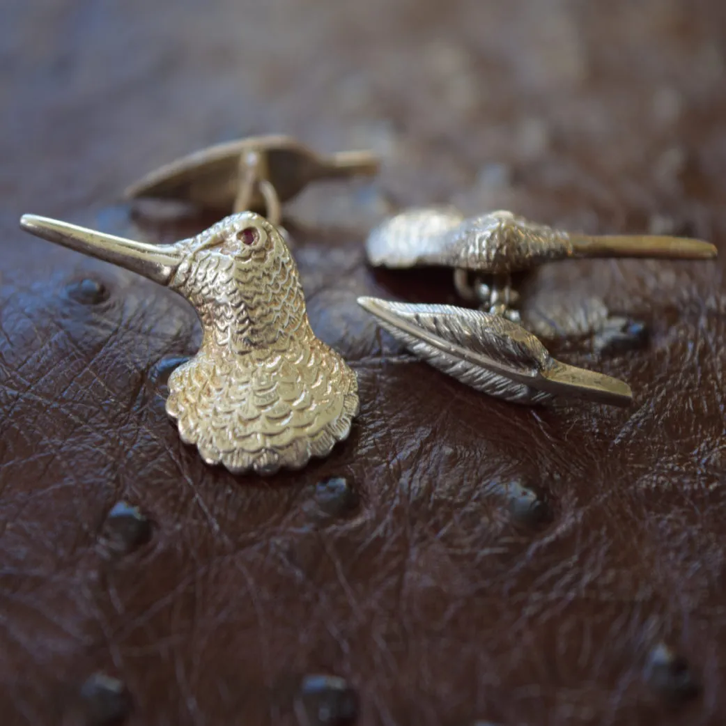 Woodcock Head and Pin Feather Cufflinks