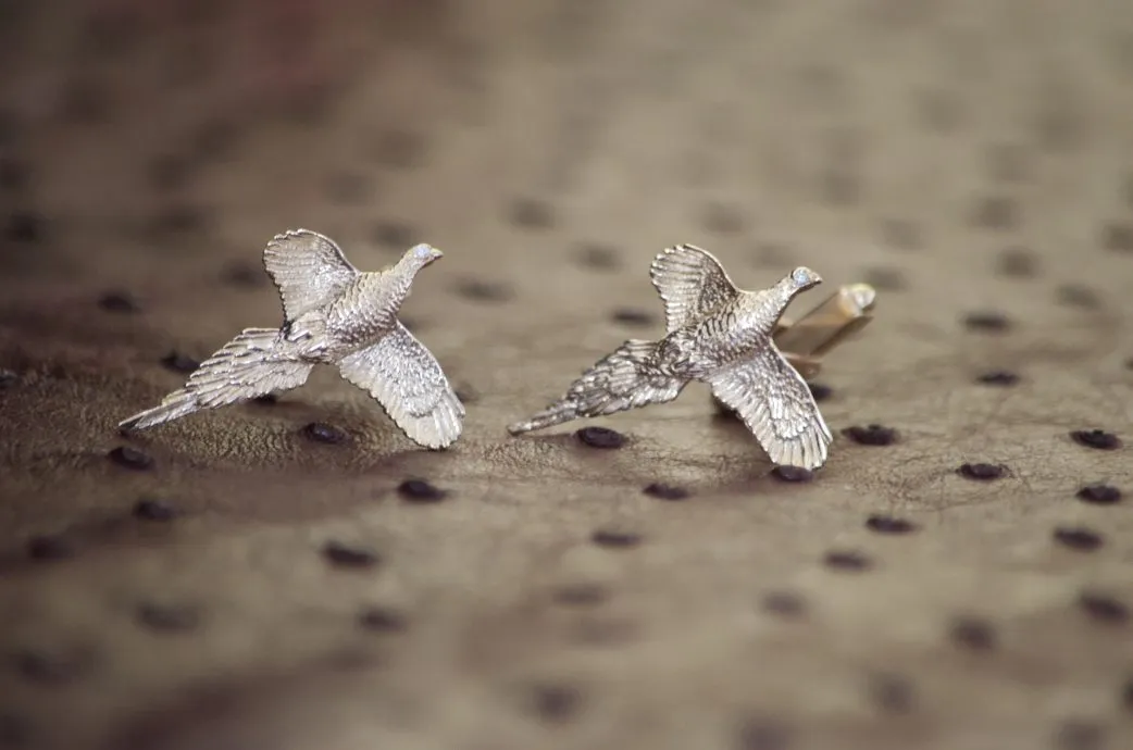 Curling Pheasant Cufflink