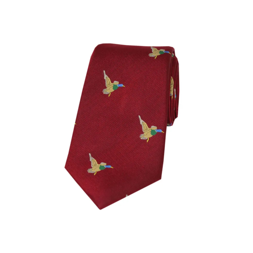 Silk Red Flying Duck Tie