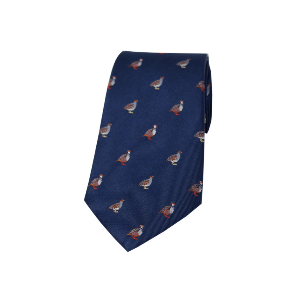 Silk Navy Partridge and Grouse Tie