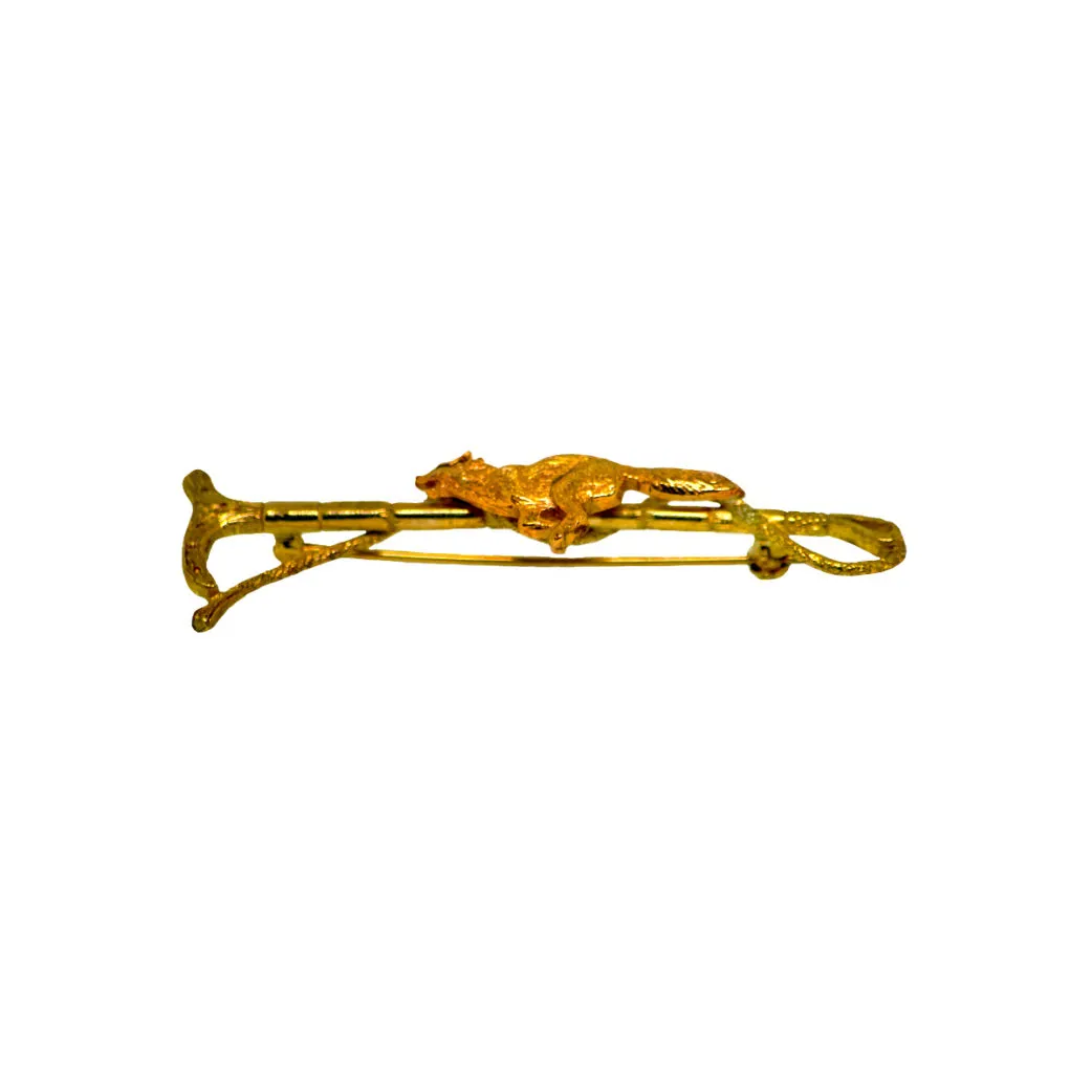 Hunting Whip with Running Fox Gold Scarf Pin