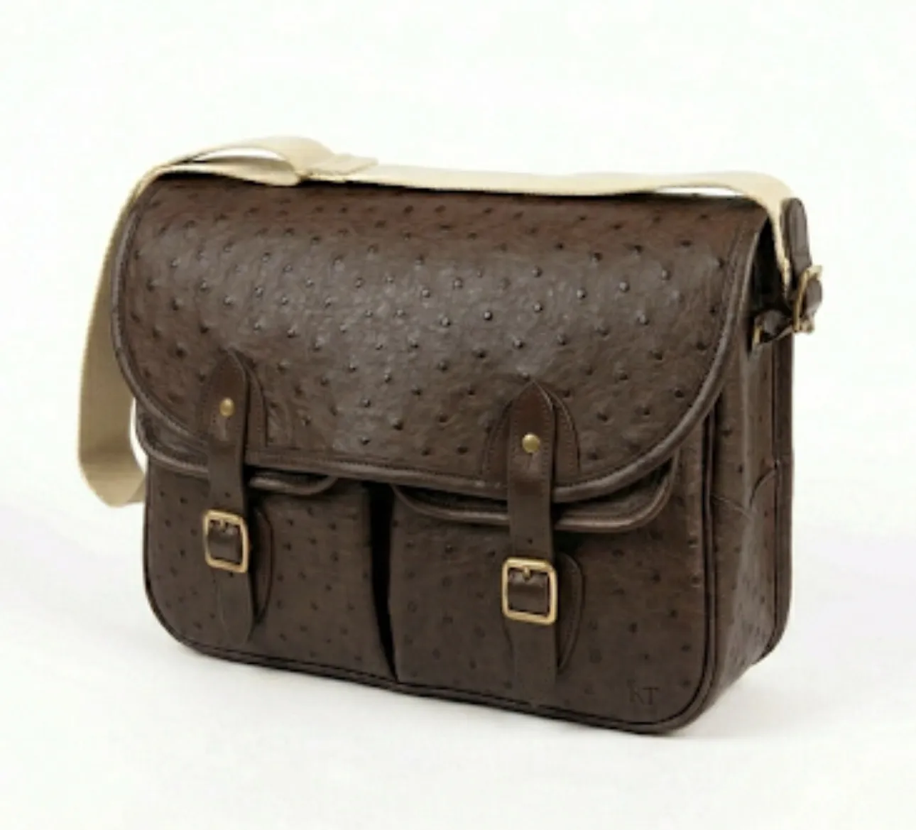 Field Bag in dark havana ostrich