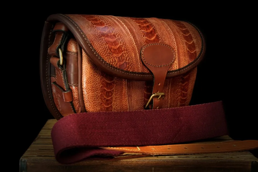 Tan Ostrich Shin Cartridge Bag - 100 Size