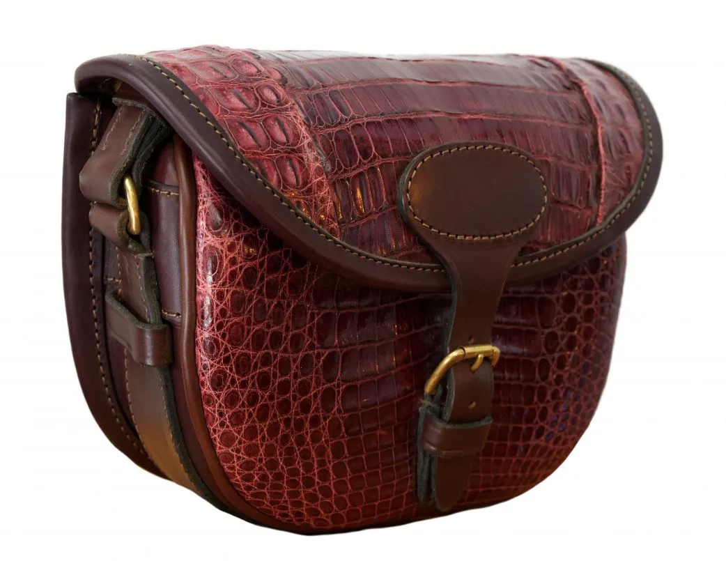 Burgundy Crocodile Skin Cartridge Bag - 100 size