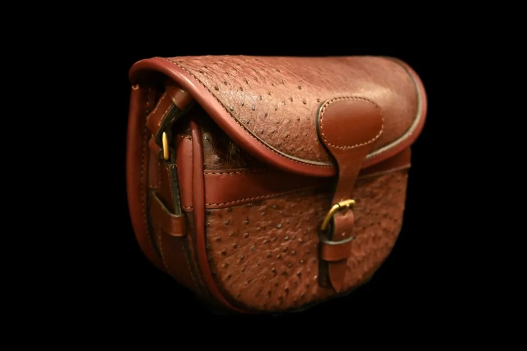 Oxblood Ostrich Cartridge Bag - 100 Size