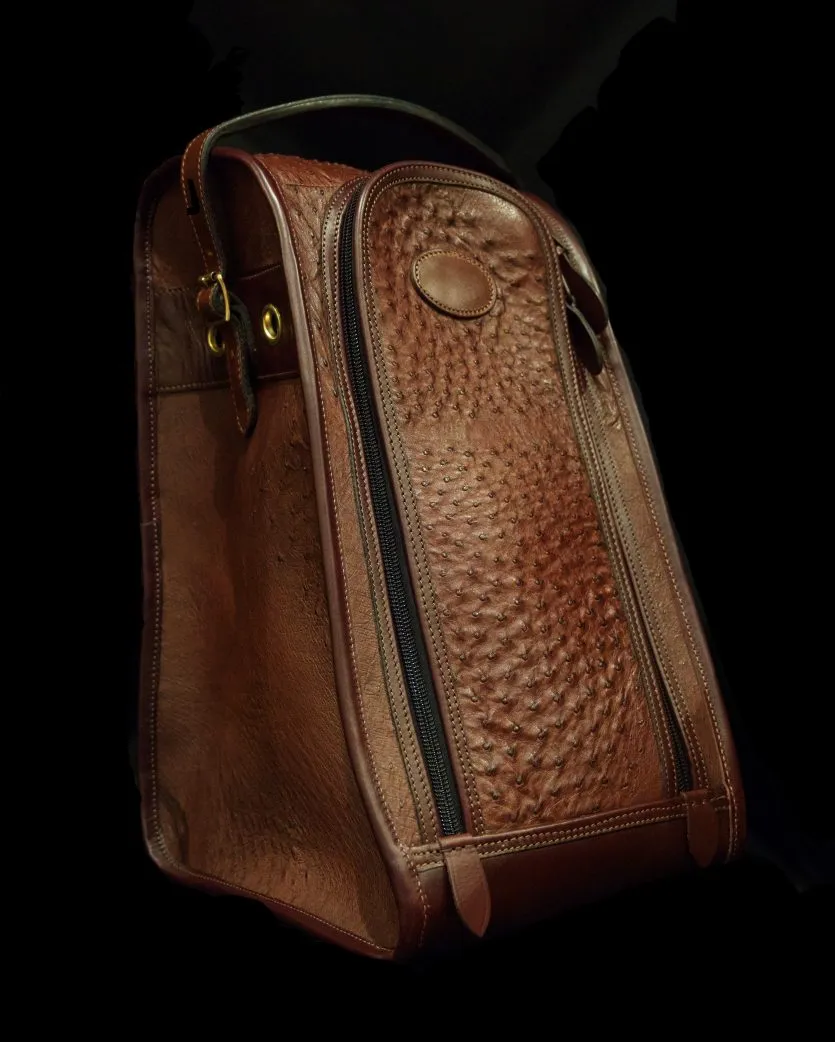 Oxblood Ostrich Boot Bag