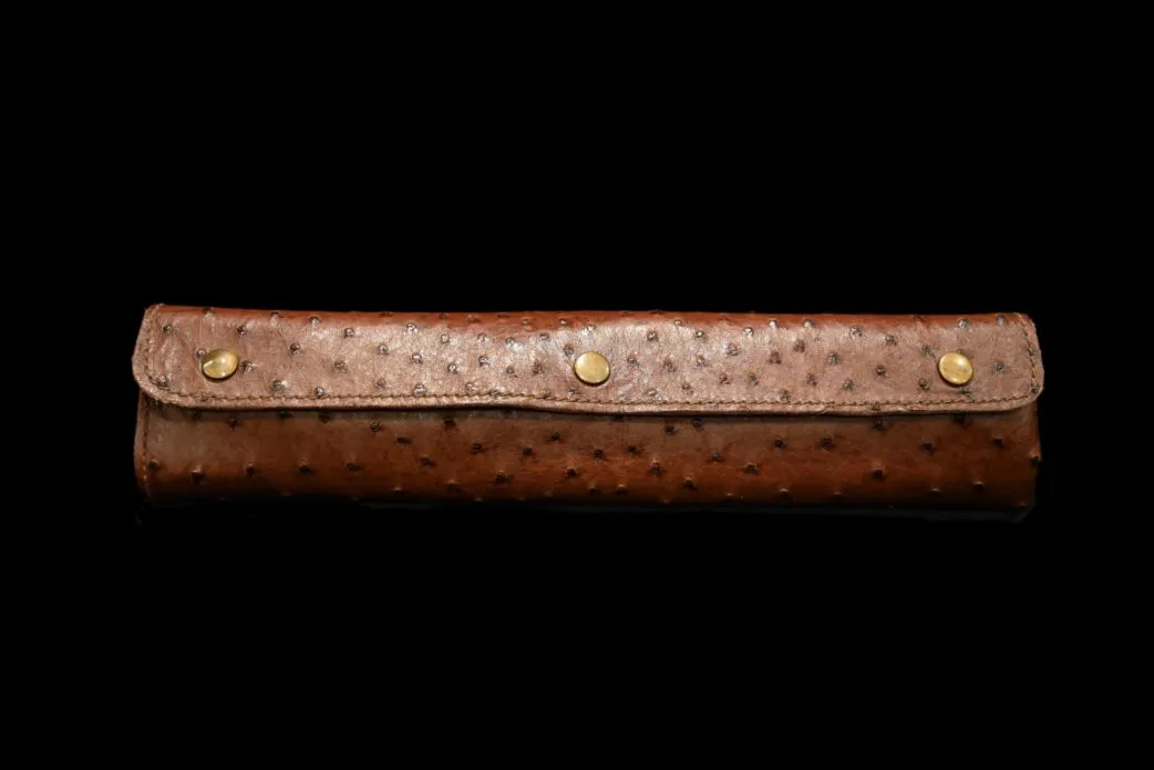 Gun Cleaning Kit including Rods, Jag, Mop and Brass Brush. Shotgun Cleaning Kit in Ostrich Leather Pouch