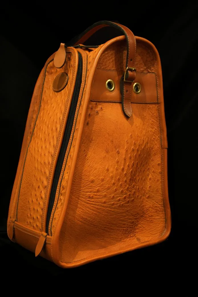 Cognac Ostrich Boot Bag