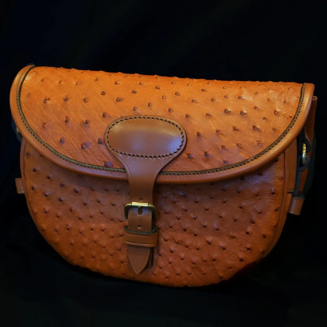 Cognac Ostrich Cartridge Bag - 150 Size