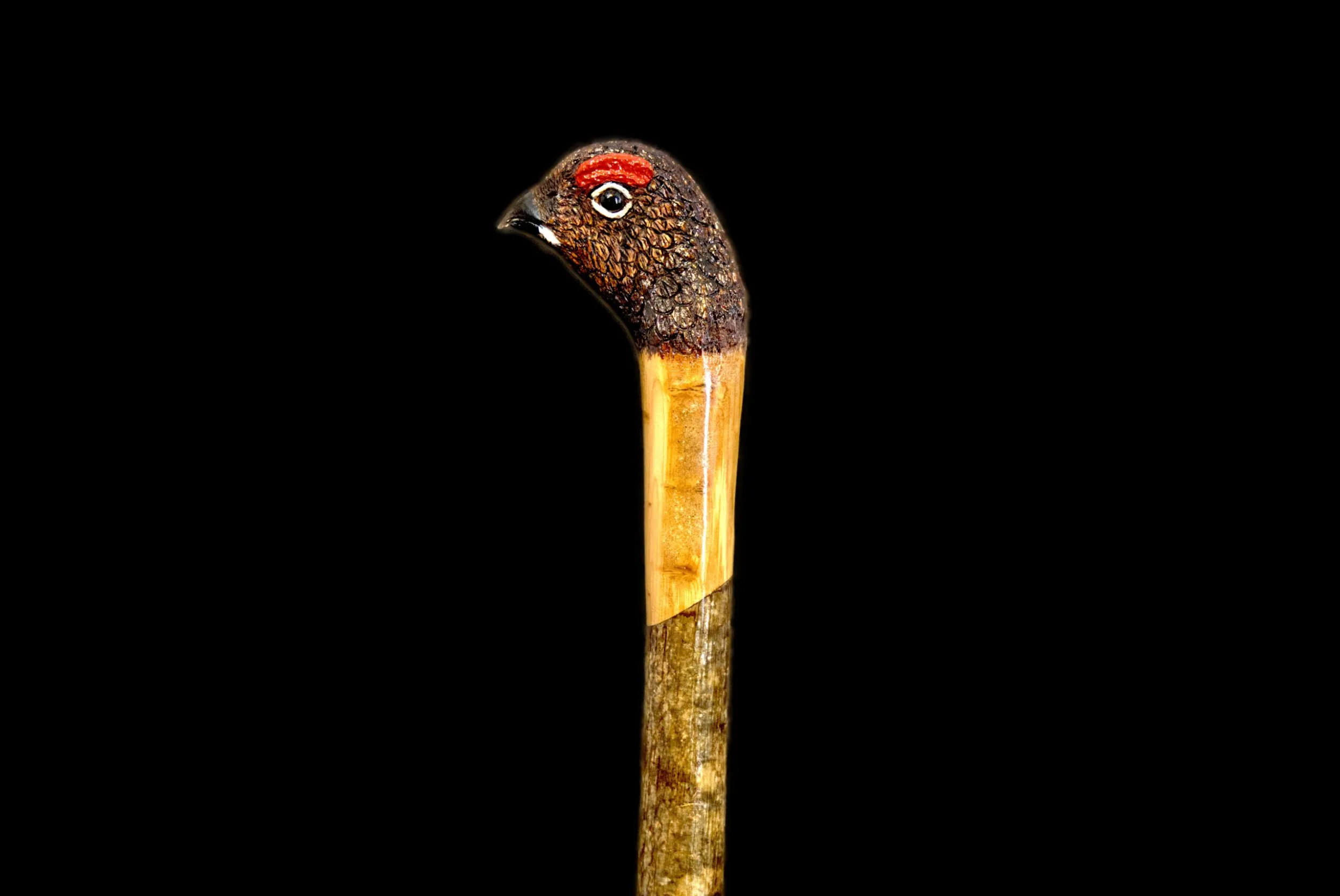 Hand Carved Shooting Stick - Grouse