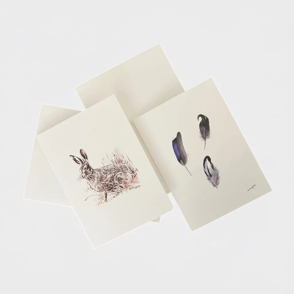 Feathers & Ground Game Greeting Cards - Pack of 12